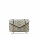 Saint Laurent Loulou Medium Chain Bag In Matelasse Y Leather Gray