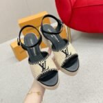 Louis Vuitton Helios Wedge Sandal Raffia Black - Image 2