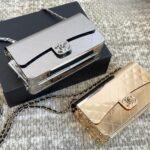 Chanel Quilted Hammered Metal Mini Classic Flap Evening Box Bag Silver 18cm - Image 3
