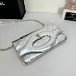 Chanel Small 31 Metallic Crumpled Pouch Bag Silver 24cm - Image 7