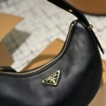 Prada Arched Leather Shoulder Bag Black 23cm 1BC194VOOOASK - Image 6