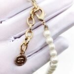 Chanel Metallic Coco Faux Pearl CC Necklace - Image 4