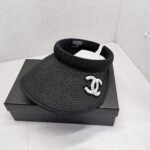 Chanel Straw CC Visor Hat Black - Image 3