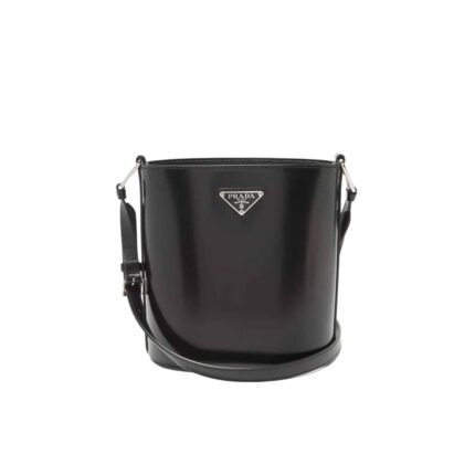 Prada Spazzolato Bucket Bag Black 17Cm