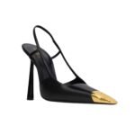 Saint Laurent Jeanne Slingback Pumps Black And Gold 800164Aadx21000