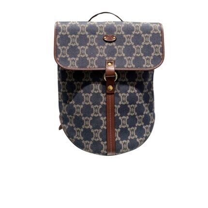 Celine Macadam Backpack Denim Canvas Navy Blue 34Cm