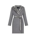 Louis Vuitton Belted Double Sided Hooded Wrap Coat Gray 1A92Vf