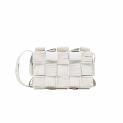 Bottega Veneta Fringe Cassette Crossbody Bag White 22Cm