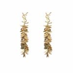 Saint Laurent Ysl Leaf Tassel Gold Earrings