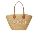 Gucci Medium Straw Tote With Patch Natural 27Cm ‎779530 9Aae9 9541