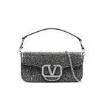 Valentino Garavani Locò Shoulder Bag With Rhinestones Black 28Cm