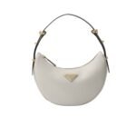 Prada Arqué Leather Shoulder Bag White 23Cm 1Bc194 Ask F0Pg7 V Ooo
