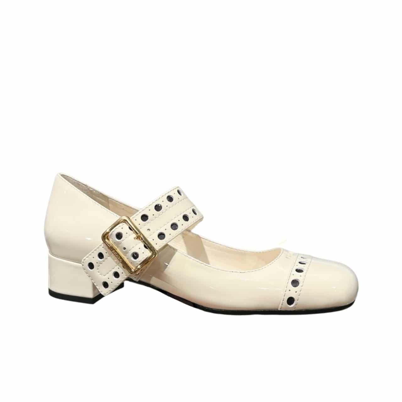 TBNB-4-12-1 Prada Patent Leather Mary Jane Pumps White - Image 1