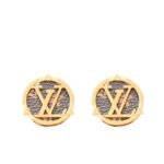 Louis Vuitton Compass Monogram Earrings Gold