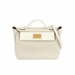 Hermès Kelly 24/24 Gold Hardware Evercolor Blanc 21Cm