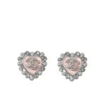 Chanel Heart Motif And Crystal Earrings In Pink