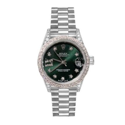 Rolex Datejust Diamond Bezel Oyster White Gold Green 31Mm