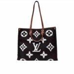 Louis Vuitton Onthego GM Monogram Teddy Fleece Black White 40Cm M55420