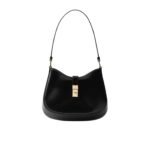 Prada Cleo Brushed Leather Shoulder Bag With Clasp Closure Black 26Cm 1Bc169 Zo6 F0632 V Meo