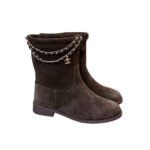 Chanel Suede Ankle Boots Brown