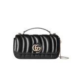 Gucci Gg Milano Mini Top Handle Bag Black Puffy Quilted Leather 21Cm ‎806016 Aad71 1000
