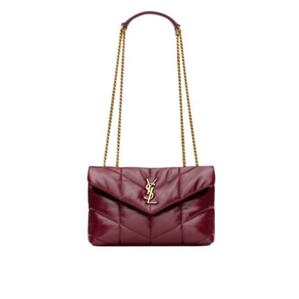 Saint Laurent Toy Puffer In Shiny Leather Burgundy 22Cm 759337Aaffa6593