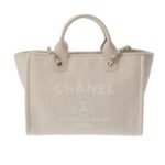 Chanel Deauville Shopping Canvas Tote Bag Light Beige 33Cm A67001