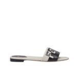 Fendi Logo Bicolor Flat Sandals White