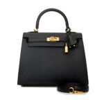 Hermes Kelly Sellier 25 Epsom Gold Hardware Black 25Cm