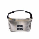 Miu Miu Jacquard Fabric Pouch With Logo Baltic Blue And Beige 19Cm 5Ne841 Acq3 F0Z12