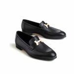 Hermes Paris Loafer Black With Gold Metal H242900Za03430