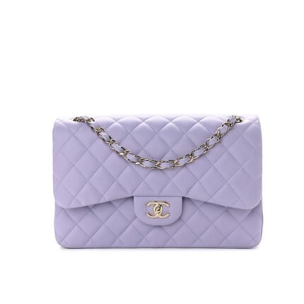 Chanel Medium Classic Double Flap Purple Gold Hardware 25Cm