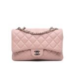 Chanel Classic Double Flap Bag Silver Hardware Light Pink 25Cm