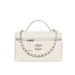 Chanel Classic Vanity With Chain In Grained Shiny White 19Cm Ap4414 B18713 Naauh