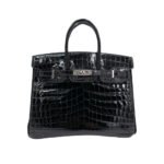 Hermes Birkin 25 Crocodile With Silver Hardware Black 25Cm