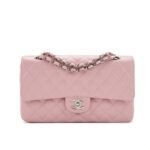 Chanel Medium Classic Flap Bag Silver Hardware Pink 25Cm