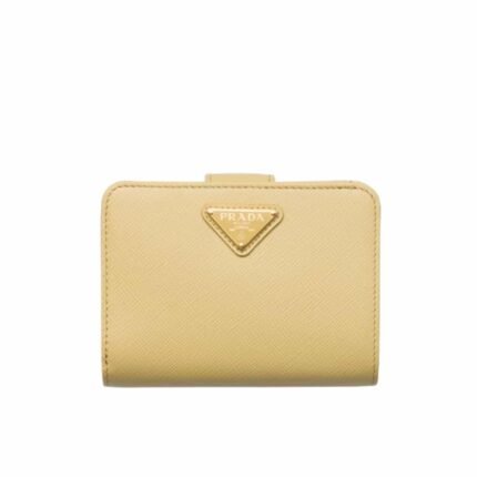 Prada Saffiano Triangle Wallet Vanilla 12Cm 1Ml018 Qhh F0032