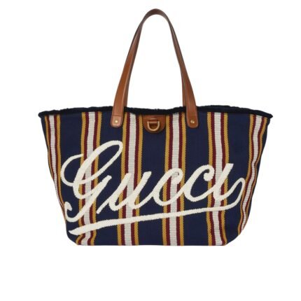 Gucci Embroidered Large Canvas Tote Bag In Dark Blue And Multicolor 37Cm 818779 Faef8 8796