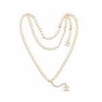 Chanel Pearl Necklace with Gold Medalion Charms