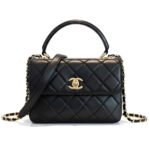 Chanel Flap Bag With Top Handle Bag With Gold Metal Black 25Cm A92236 Y60767 94305