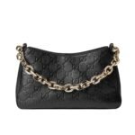 Gucci Gg Emblem Small Shoulder Bag Black Leather 23Cm