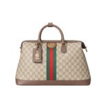 Gucci Savoy Medium Duffle Bag Beige And Dark Brown 43Cm 834469 FAEOI 9746