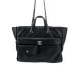 Chanel 20C Ultra Pocket Tote Bag Quilted Black Leather 37Cm As1300 90123316