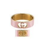 Set Gucci Cuff Bracelet And Ring Interlocking Enamel Light Pink Gold Tone