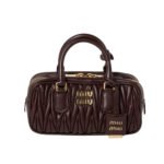 Miu Miu Arcadie Matelassé Nappa Leather Bag Brown 23Cm 5BB142 AN88 F0NBL V OON