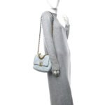 Chanel 19 Flap Bag Shiny Gold And Silver Tone Light Blue 26Cm - Image 9