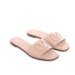 Valentino Smooth Leather Slippers With Vlogo Light Pink
