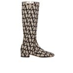 Valentino Vlogo Type Boot In Toile Iconographe Beige Black 2W2S0Ft9Ebh6Zn