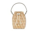 Valentino Mini Vlogo Signature Bucket Bag In Toile Iconographe Beige 22Cm