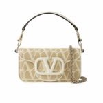Valentino Valentino Garavani Locò Toile Iconographe Raffia Shoulder Bag Natural 20Cm